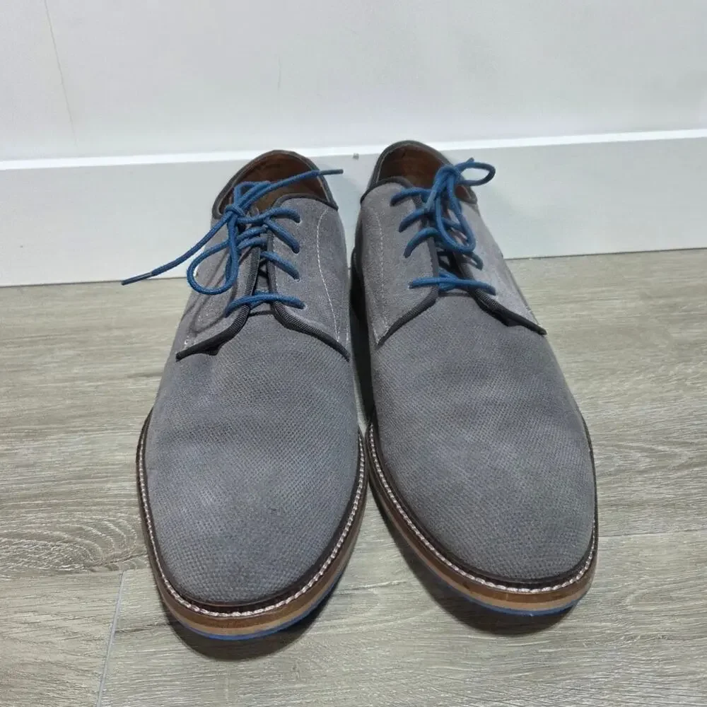 Stafford Men's Mison Gray Suede Water Resistant Oxford Dress Shoes Size 12
